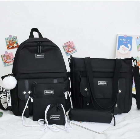Canvas Backpack for School 5pcs Set