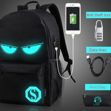 Glow in the Dark Backpack with USB Port