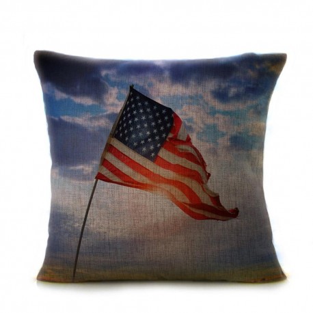 Vintage American Flag Pillow Cases Cotton Linen Sofa Cushion Cover