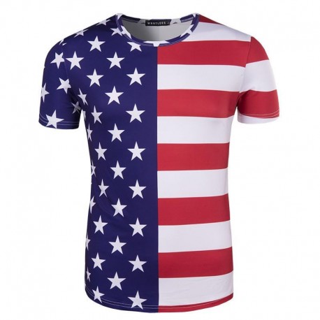 Half Star Half Stripe American Flag T Shirt