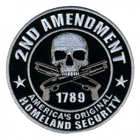 HOMELAND SECURITY 2ND AMENDMENT SKULL ROUND NRA GUN PATCH Badges Fabric Armband stickers Military