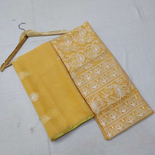 Dress material Pure Cotton Kota Yellow