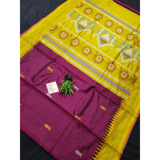 Pure Raw Silk Chattisgarh in Magenta