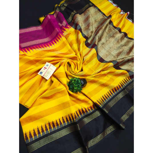 Pure Raw Silk Chattisgarh - Yellow