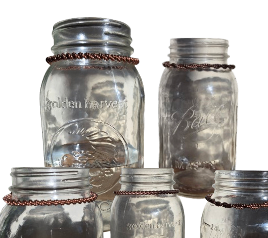 mason-jar-and ball-jar-with-tensor-copper-rings-around-the-rims