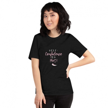 Short Sleeve Women's Black T-Shirt - Self-Confidence Is Hot!