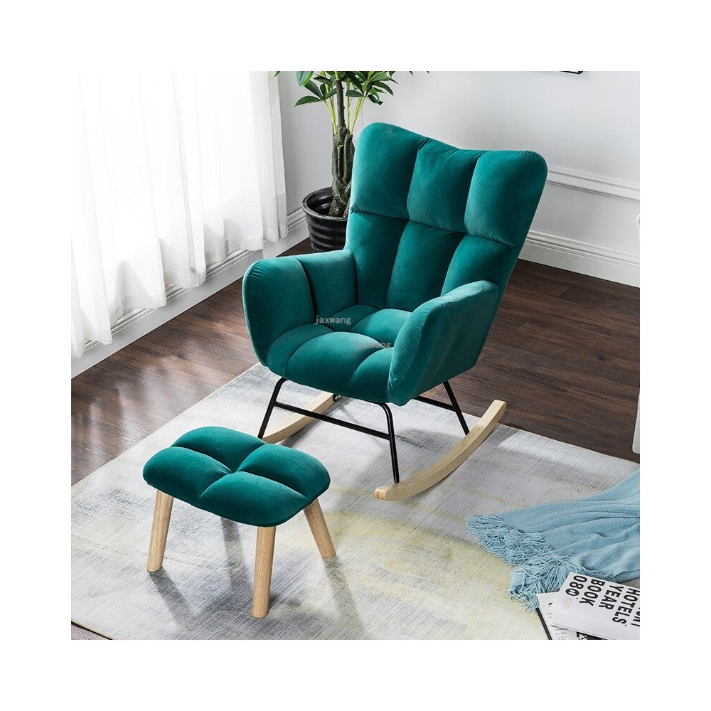 Nordic Fabric Living Room Furniture Rocking Chair Minimalist Modern Home Balcony Lounge Chair Light Luxury Bedroom Leisure Chair shopmefair