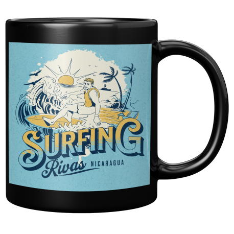 Surfing Departamento De Rivas Nicaragua Taza Negra De Cafe 11 oz
