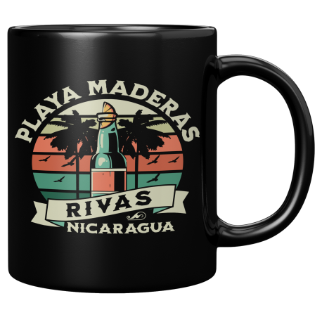 Playa Maderas Departamento De Rivas Nicaragua Taza Negra De Cafe 11 oz