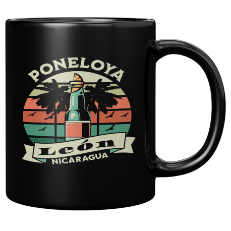 Playa Poneloya Leon Nicaragua Taza Negra De Cafe 11 oz