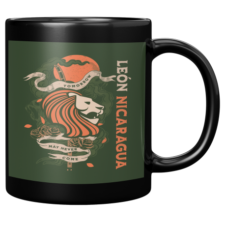 Leon Nicaragua Taza Negra De Cafe 11 oz
