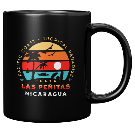 Playa Las Peñitas Leon Nicaragua Taza Negra De Cafe 11 oz
