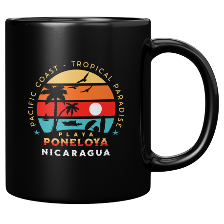 Playa Poneloya Leon Nicaragua Taza Negra De Cafe 11 oz