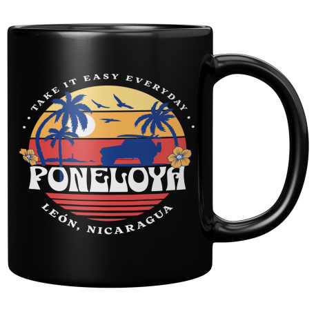 Playa Poneloya Leon Nicaragua Taza Negra De Cafe 11 oz