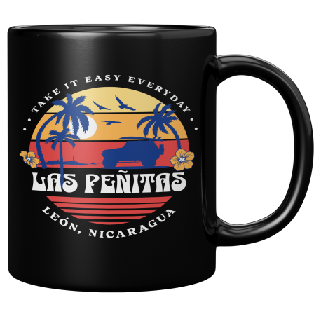 Playa Las Peñitas Leon Nicaragua Taza Negra De Cafe 11 oz