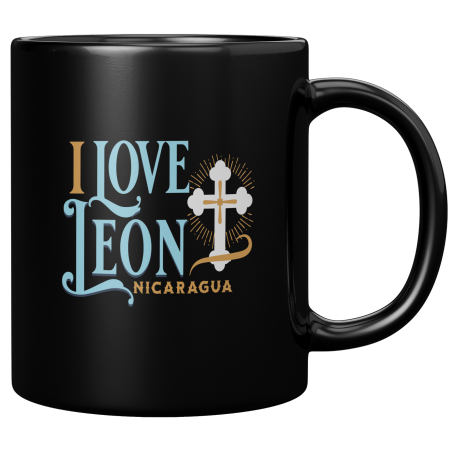 Leon Nicaragua Taza Negra De Cafe 11 oz