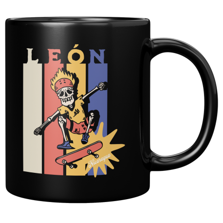Leon Nicaragua Taza Negra De Cafe 11 oz