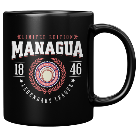 Liga De Baseball Managua Nicaragua Taza Negra De Cafe 11 oz