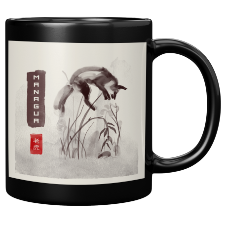 Managua Nicaragua Taza Negra De Cafe 11 oz