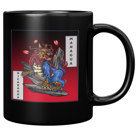 Managua Nicaragua Taza Negra De Cafe 11 oz