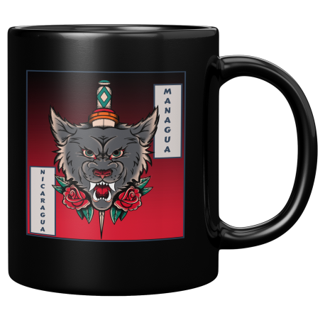 Managua Nicaragua Taza Negra De Cafe 11 oz