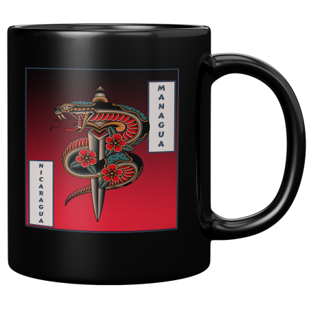 Managua Nicaragua Taza Negra De Cafe 11 oz