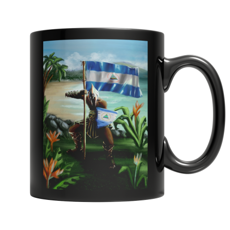 Taza De Tomar Cafe Negro 11 OZ Con El Guerrero Nicaraguense De La Costa Atlantica RAAS