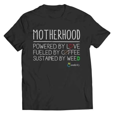 MOTHERHOOD POWERED BY LOVE FUELED BY COFFEE SUSTAINED BY WEED