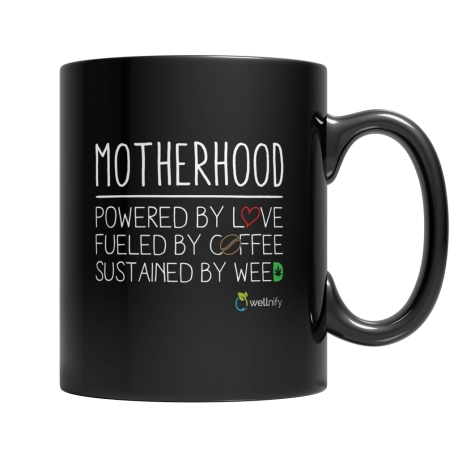 MOTHERHOOD POWERED BY LOVE FUELED BY COFFEE SUSTAINED BY WEED