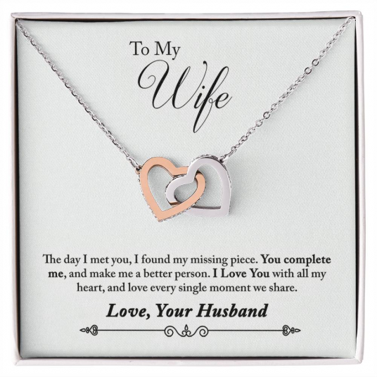 Interlocking Hearts Necklace, Husband to Wife