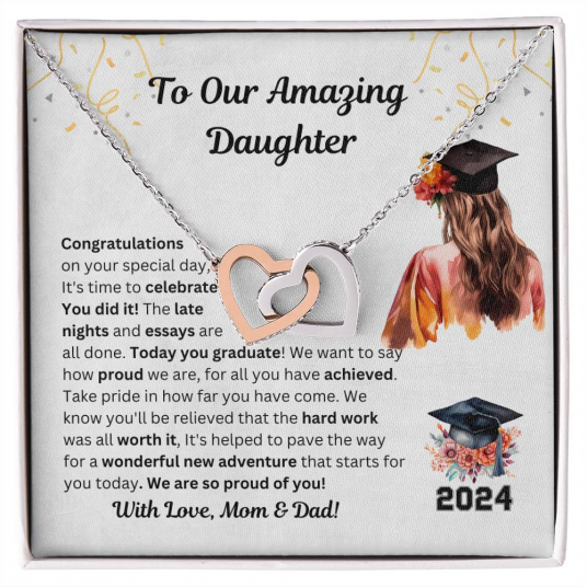Graduation Interlocking Hearts Necklace, Parents to Daughter 1