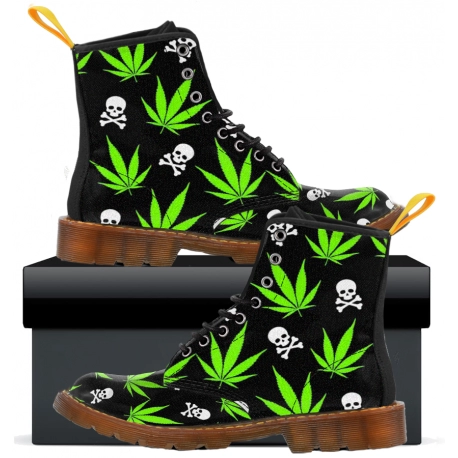 Weed Pattern - Womens Canvas Boots