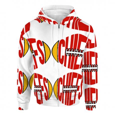 All Over Print Full Zip Hoodie - White