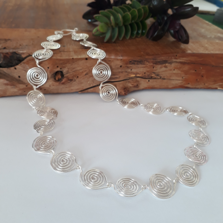 Leaf Silver Spiral Necklace