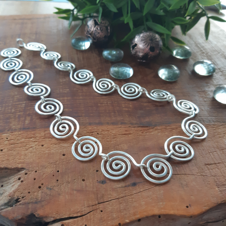 Large Open Silver Spiral Necklace