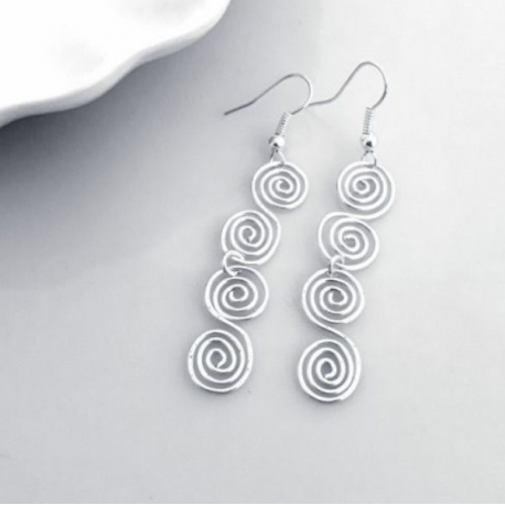 Double Celtic Silver Spiral Earrings