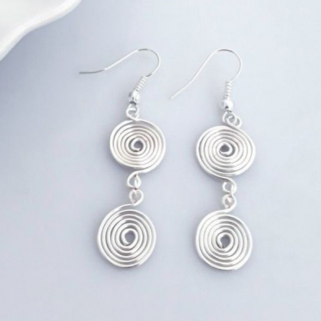 Double Closed Silver Spiral Earrings