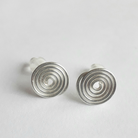 Closed Silver Spiral Stud Earrings
