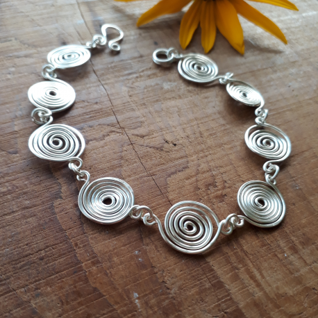 Open and Closed Silver Spiral Bracelet