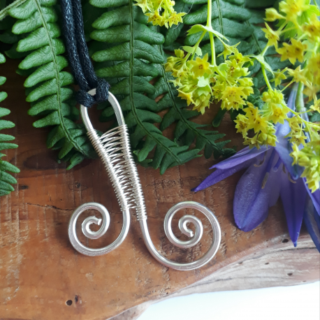 Silver Viking Wire Wrapped Scroll Pendant