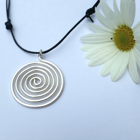 Large Open Silver Spiral Pendant