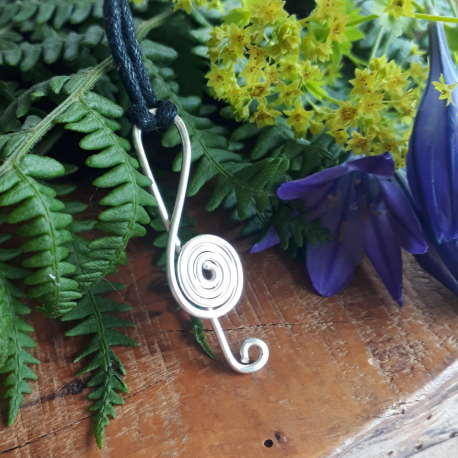 Silver Music Note Spiral Pendant