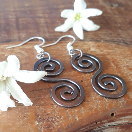 Copper Celtic Spiral Earrings