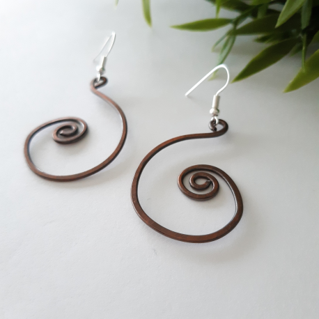 Hoop Copper Spiral Earrings