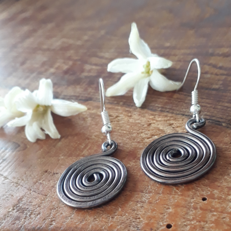 Copper Closed Spiral Earrings