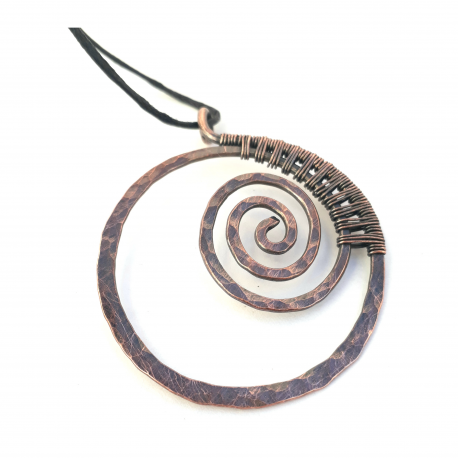 Copper Ammonite Spiral Pendant
