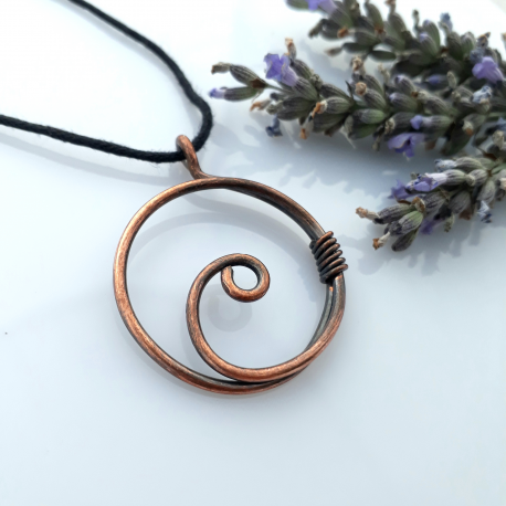 Copper Circle Spiral Pendant