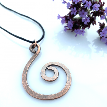 Copper Spiral Loop Pendant