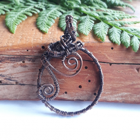 Copper Wire Wrapped Spiral Pendant