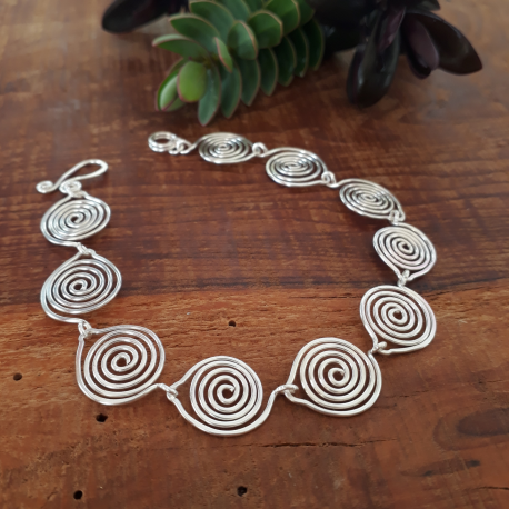 Leaf Silver Spiral Bracelet